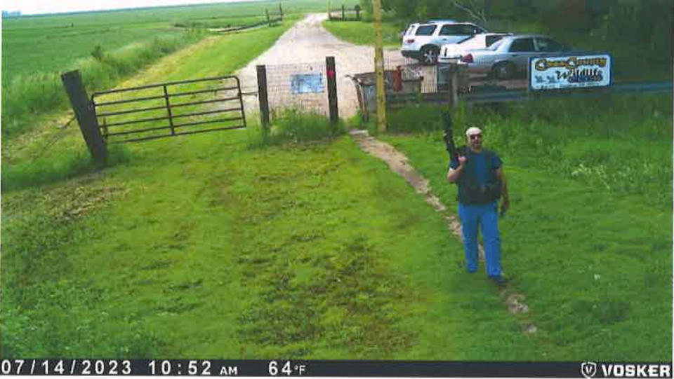 In this image released by the North Dakota Attorney General's Office, Mohamad Barakat arrives at a gun range the late morning of July 14, 2023, near Casselton, N.D. Newly released investigative reports into a shooting ambush of police officers last year in Fargo, show the gunman preparing the night before the deadly attack, loading his weapons and visiting a gun range in the hours leading up to the shooting on July 14. (North Dakota Attorney General's Office via AP)