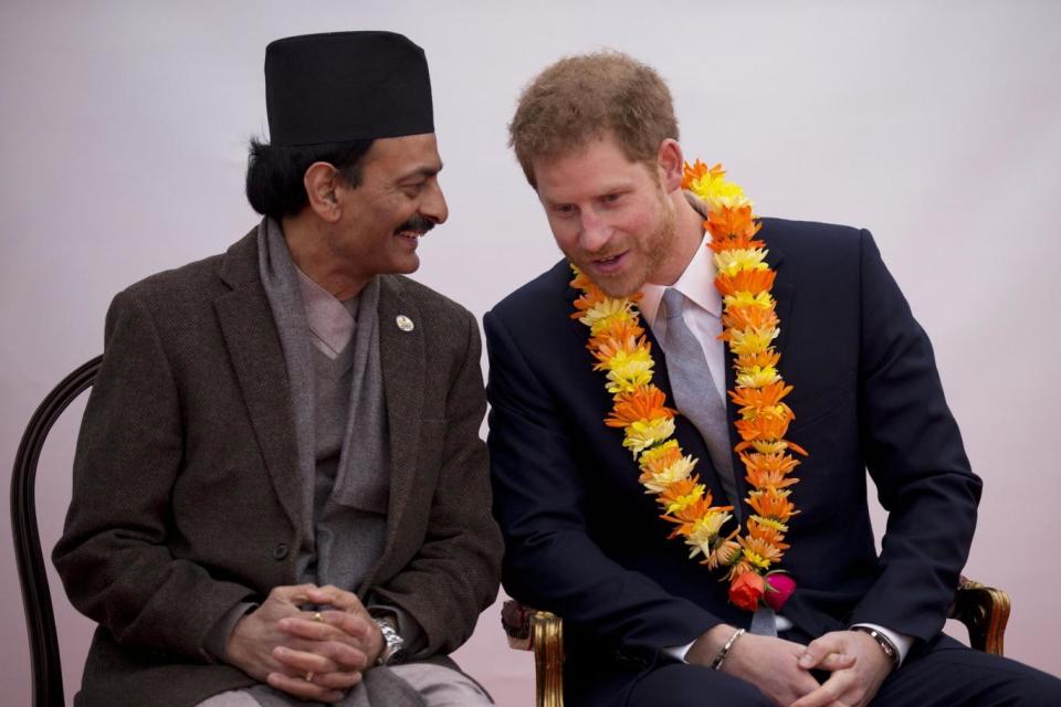 Warm words: Prince Harry at the embassy (Getty Images)