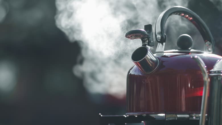 Kettle with steam coming out