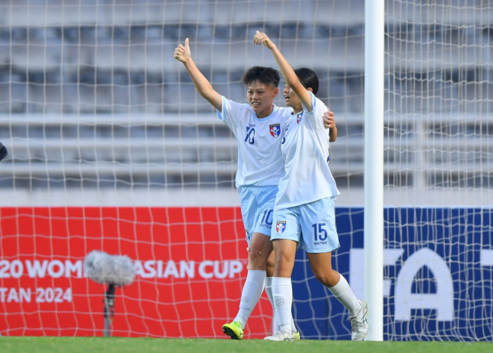 李翊汶在U20亞洲盃資格賽第一輪進球，幫助球隊晉級。（圖：中華足協提供）