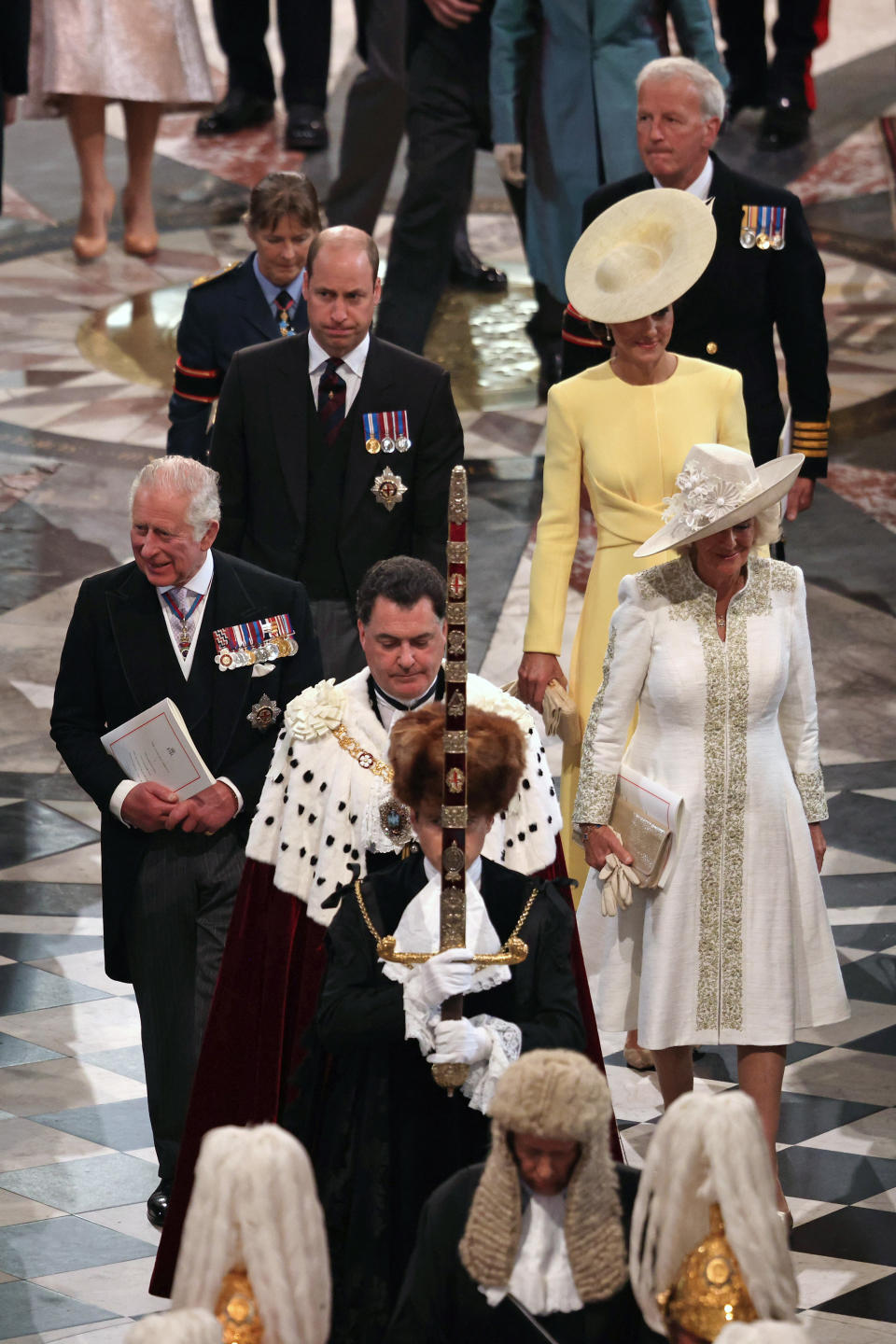 Prince Charles and Duchess of Cambridge took their seats along with fellow royals at St Paul's Cathedral. (Getty Images)