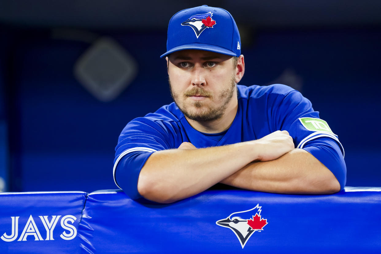 Erik Swanson's four-year-old son, Toby, was struck by a car and airlifted to a Florida hospital on Sunday. (Thomas Skrlj/MLB Photos via Getty Images)