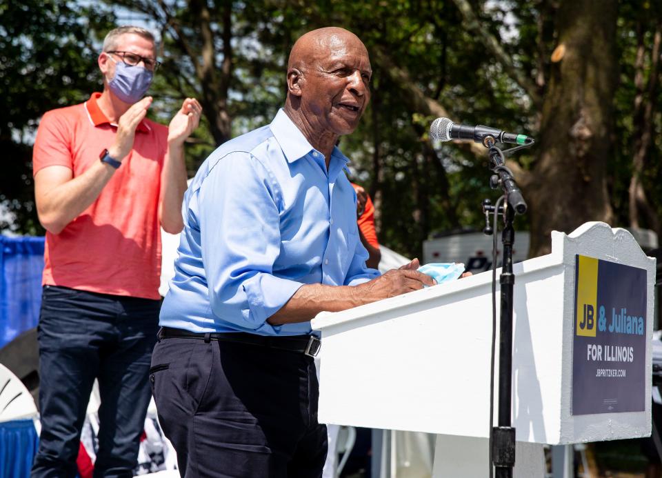 Illinois Secretary of State Jesse White delivers his remarks during Governor’s Day at the Illinois State Fair on Aug. 18, 2021. [Justin L. Fowler/The State Journal-Register]