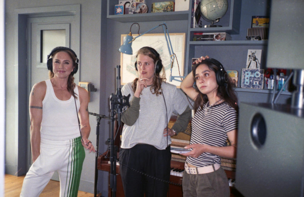 Mel C with Marika Hackman and Jasmine Jethwa (Charlotte Croft/Hope FC/PA)