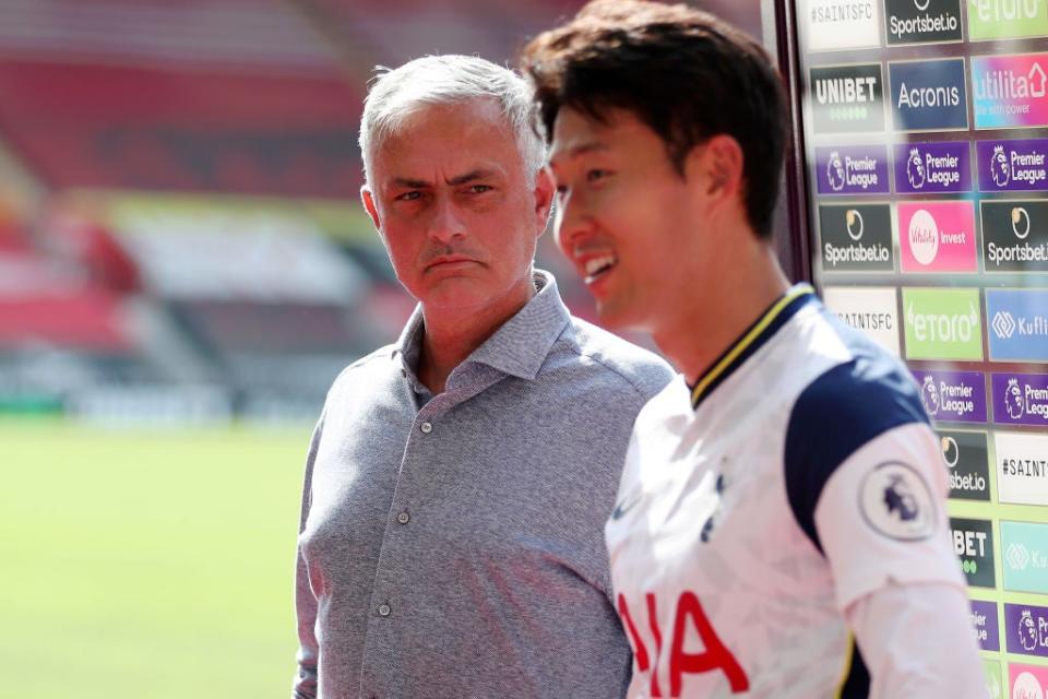 Jose Mourinho with Son Heung-min (Tottenham Hotspur FC via Getty I)