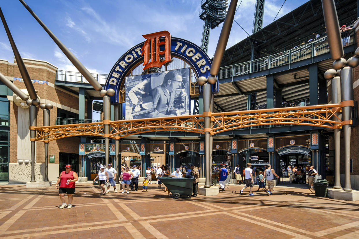 Detroit, MI, USA - July 16, 2006: Comerica Park baseball park stadium on Woodward Ave in downtown Detroit Michigan