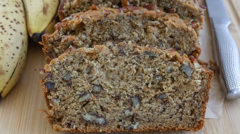 Slices of nutty banana bread