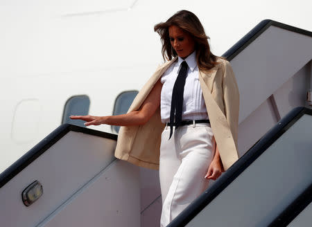 U.S. first lady Melania Trump arrives in Cairo, Egypt, October 6, 2018. REUTERS/Carlo Allegri