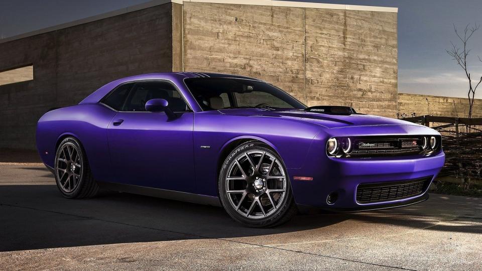 <p>The Dodge Challenger isn't nearly as athletic as the new Camaro or Mustang, but it offers some pretty wild paint colors. Oh, and you can also get <a rel="nofollow noopener" href="http://www.roadandtrack.com/new-cars/road-tests/videos/a26521/dodge-challenger-scat-pack-review/" target="_blank" data-ylk="slk:a ridiculous amount of power for surprisingly little money;elm:context_link;itc:0;sec:content-canvas" class="link ">a ridiculous amount of power for surprisingly little money</a>. 485 horsepower, to be specific. And if you need more space, you can always go with the four-door version, the Charger Scat Pack.</p>