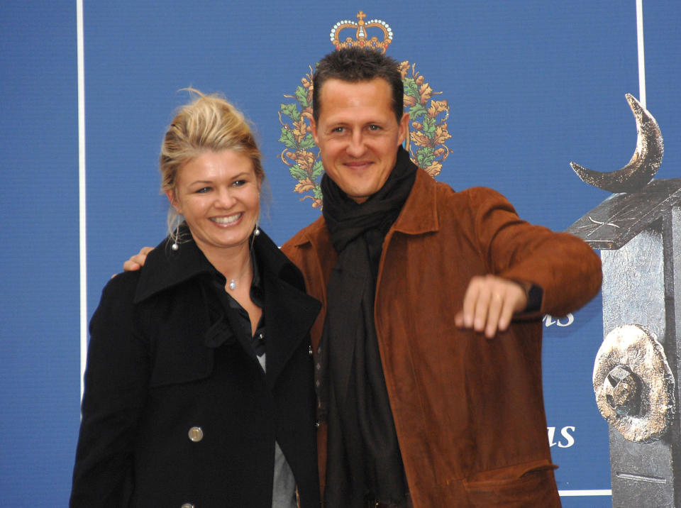 El excorredor Michael Schumacher y su esposa Corinna. Getty Images