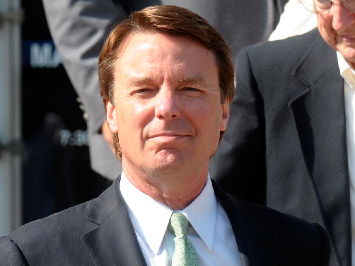 GREENSBORO, NC - MAY 31: Former U.S. Sen. John Edwards exits the federal court May 31, 2012 in Greensboro, North Carolina. Edwards was acquitted on one count and a mistrial was declared on the five other counts after nine-days of jury deliberations in his corruption trial. (Photo by Sara D. Davis/Getty Images)