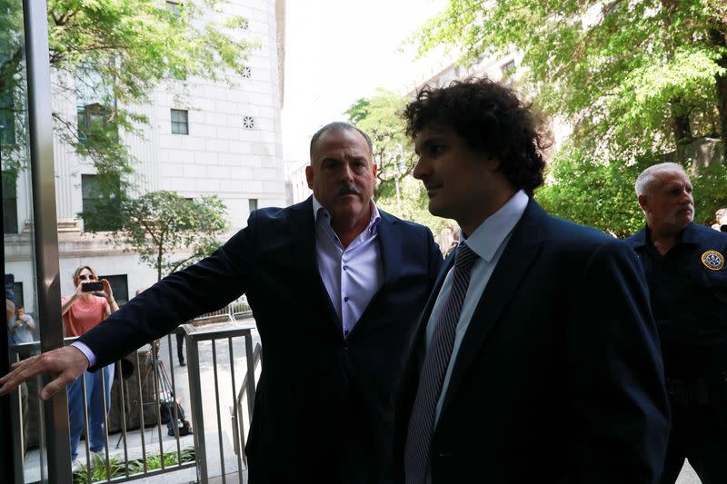 Indicted FTX founder Sam Bankman-Fried arrives at the United States Courthouse in New York City