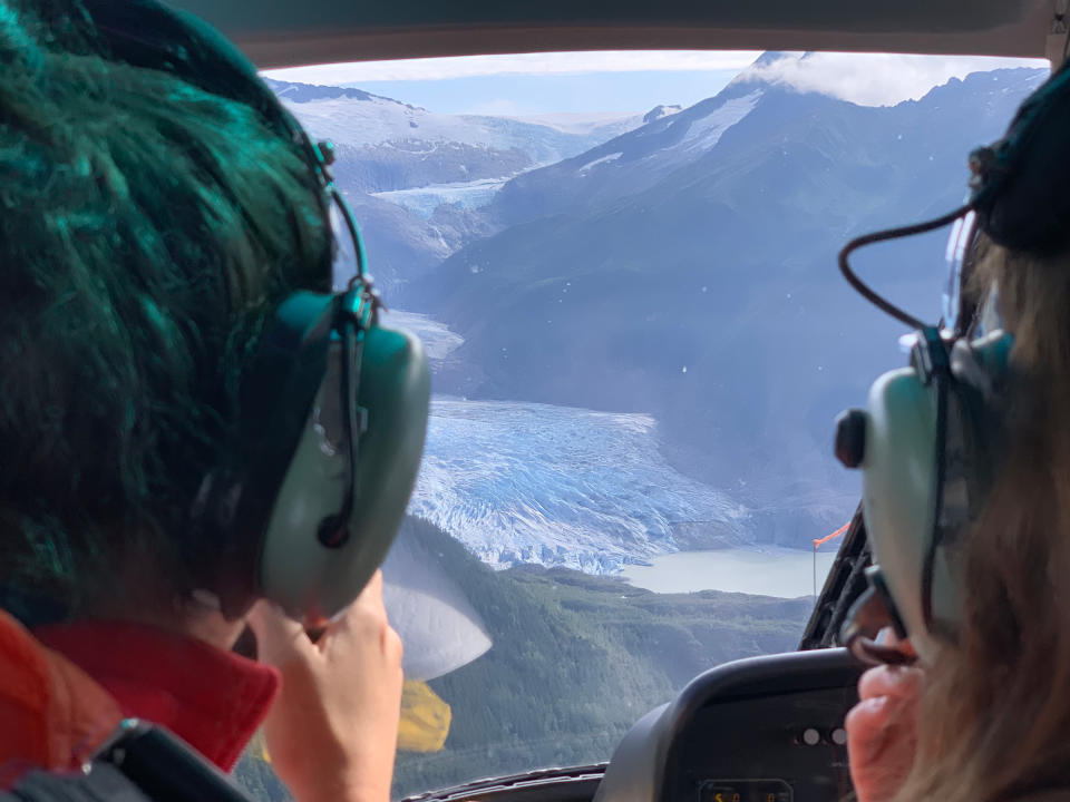 Flying into Camp 18 at the Juneau Icefield Research Program, the second oldest polar research station in the world, in July 2019.<span class="copyright">Porter Fox</span>