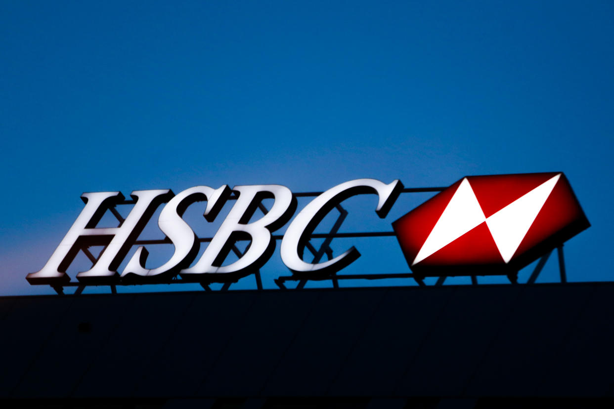 HSBC bank logo is seen on the office building in Krakow, Poland on February 12, 2020. (Photo by Jakub Porzycki/NurPhoto via Getty Images)