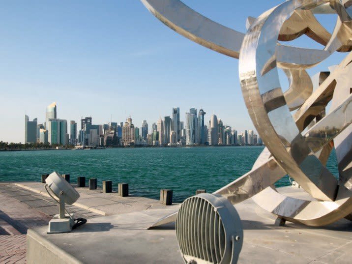 FILE PHOTO: Buildings are seen from across the water in Doha, Qatar June 5, 2017. REUTERS/Stringer/File Photo