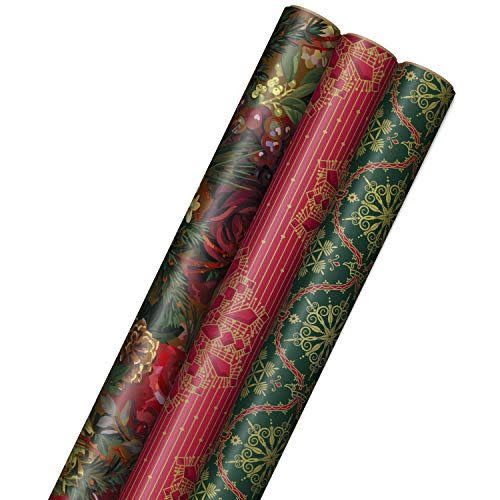 5) Hallmark Victorian Christmas Wrapping Paper with Cut Lines