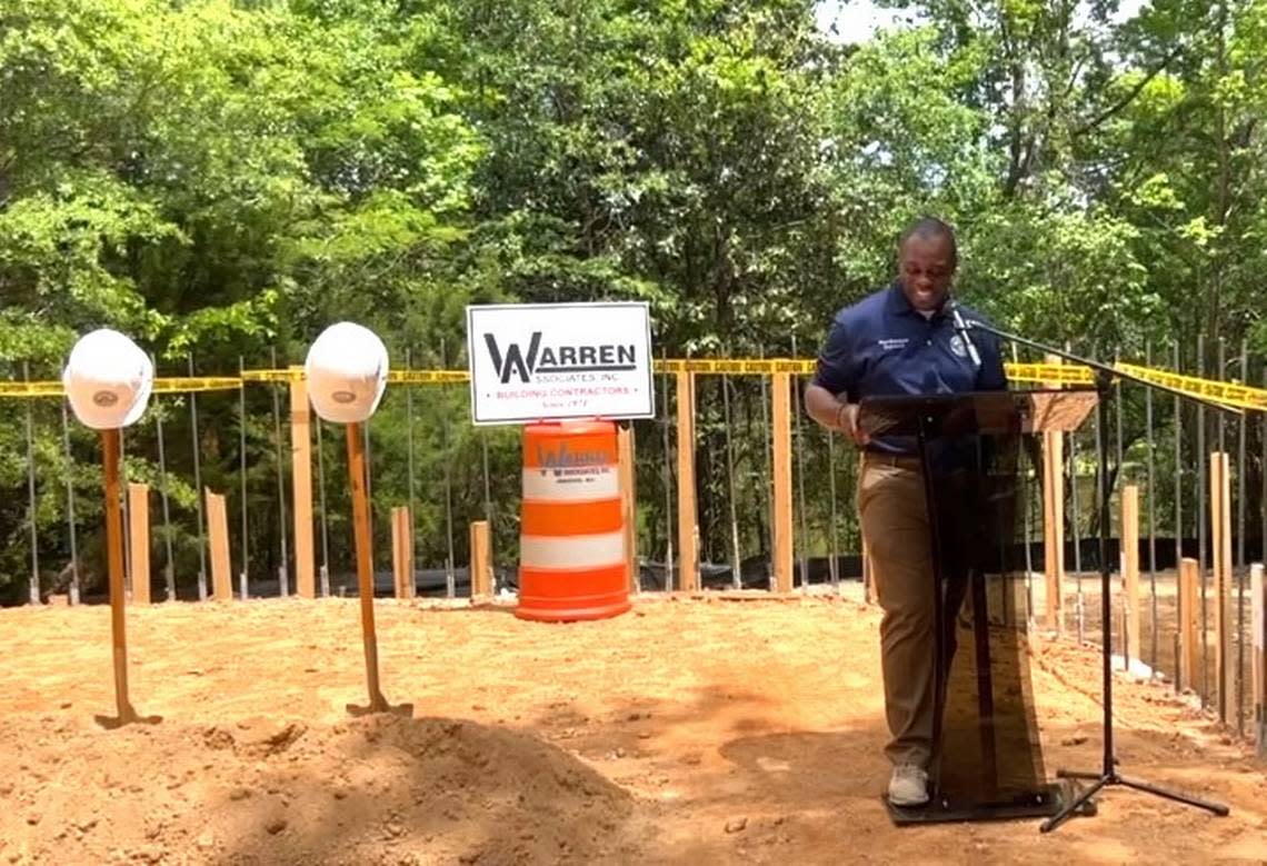 County Commissioner of District 2 Paul Bronson speaks at a ceremonial groundbreaking for the Cliffview Lake Park improvement project in Bibb County. Courtesy Macon-Bibb County