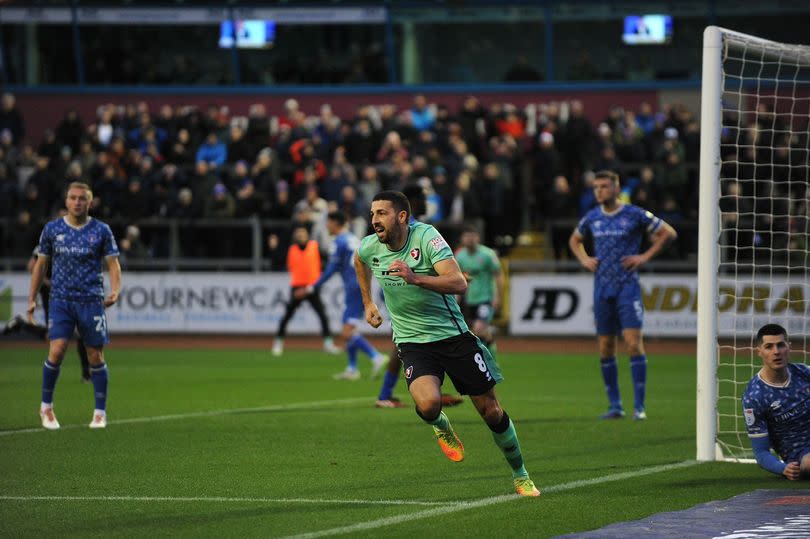 Liam Sercombe celebrates