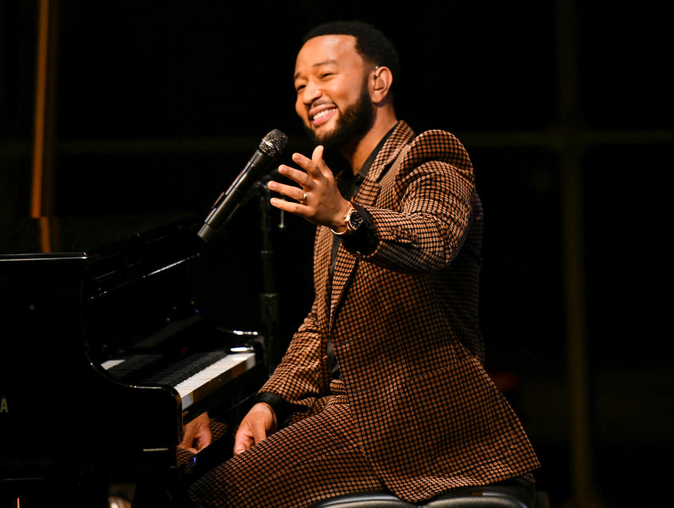 <p><a href="https://people.com/tag/john-legend/" rel="nofollow noopener" target="_blank" data-ylk="slk:John Legend;elm:context_link;itc:0;sec:content-canvas" class="link ">John Legend</a> takes his seat at the piano on Oct. 3 as Audible celebrates his Word + Musics series <em>Living Legend</em> at Jazz at Lincoln Center in N.Y.C. </p>