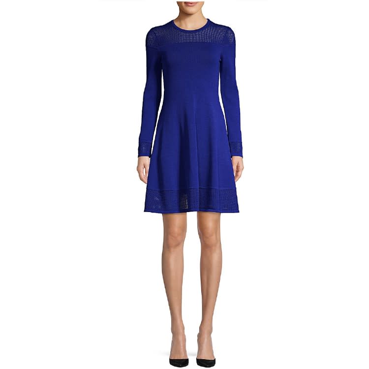 Mesh Trimmed Knit Fit-&-Flare Dress. (Photo: Walmart)