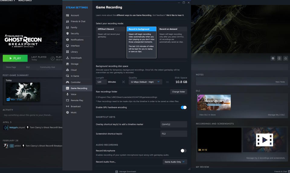 Steam Gameplay Recording screenshot