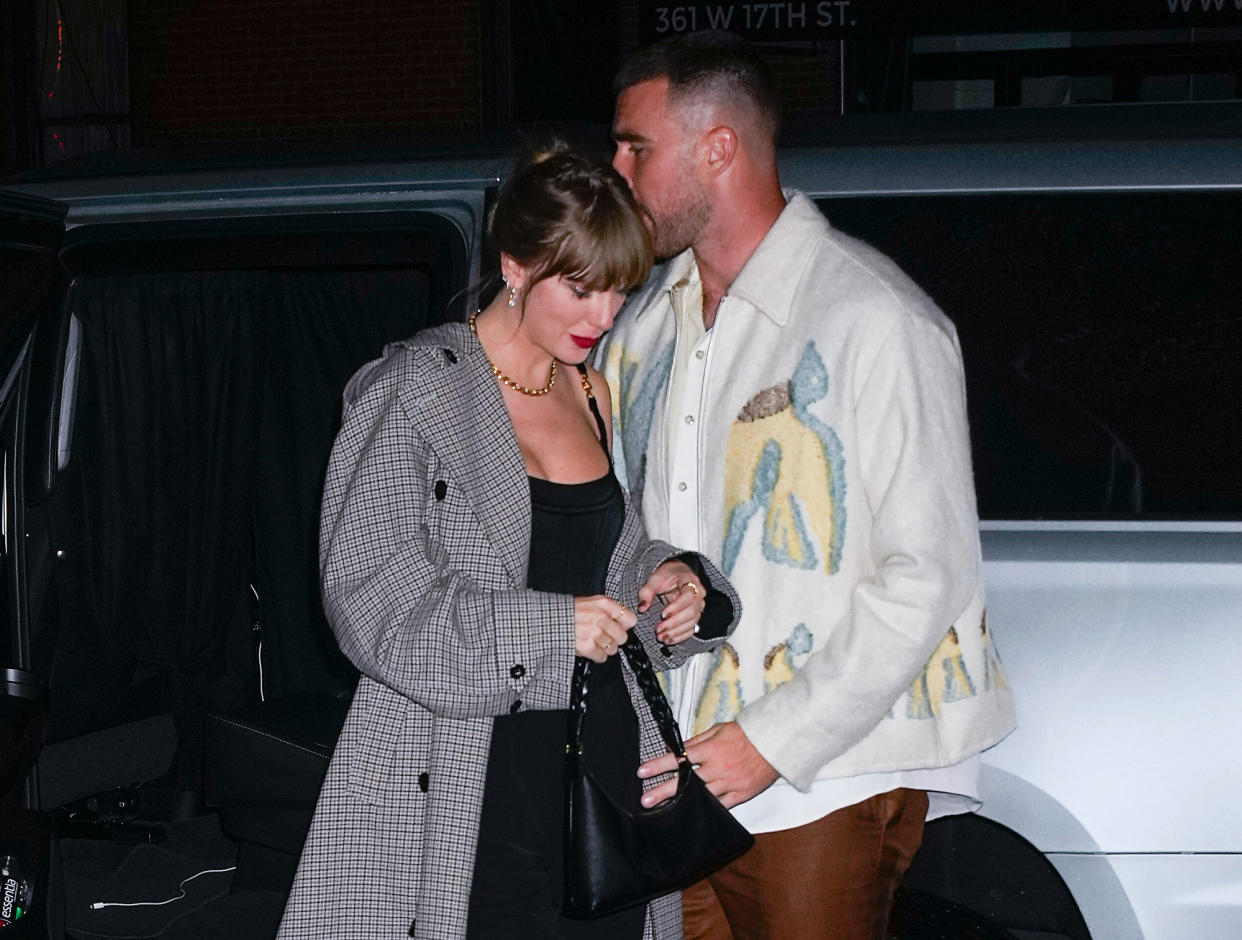 Taylor Swift Passionately Kisses Travis Kelce After Swapping ‘Eras Tour’ Lyrics in His Honor