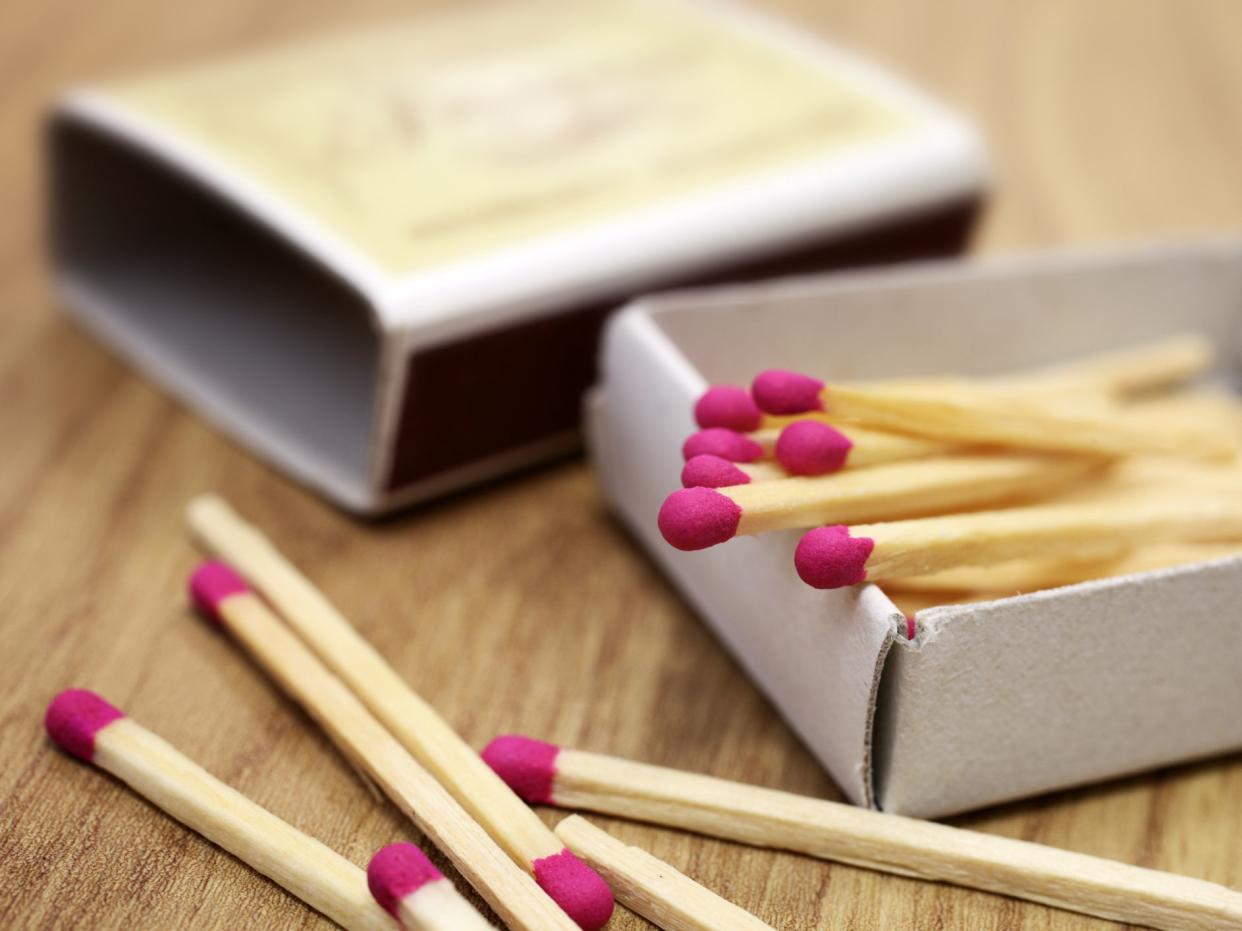 Matches on a table.