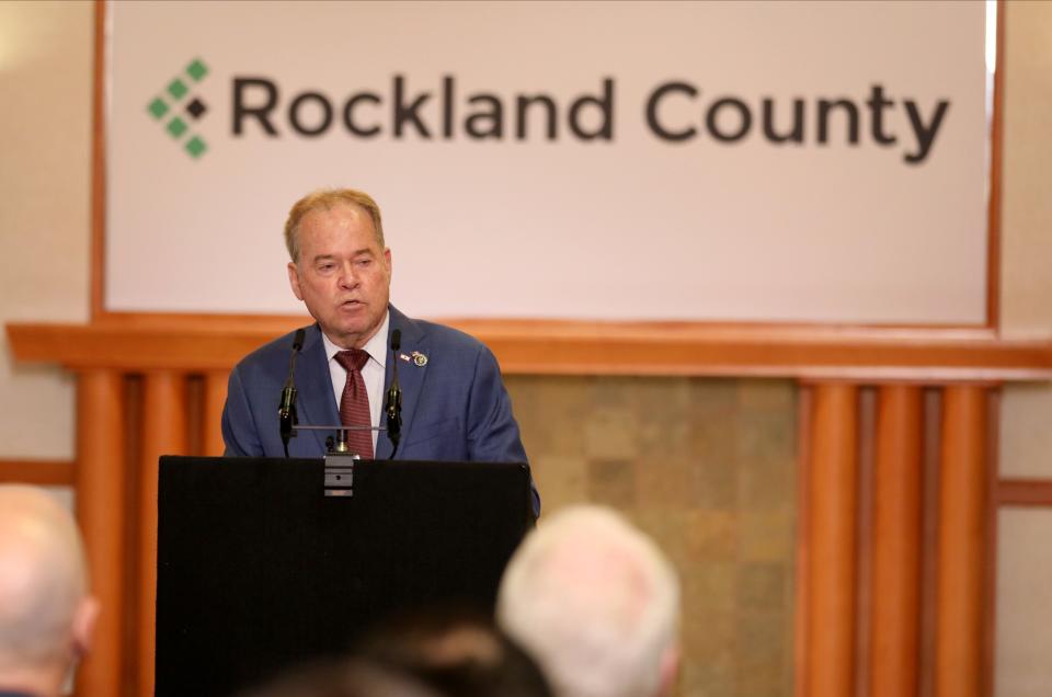 Rockland County Executive Ed Day delivers the State of the County address at the Rockland County Health Complex in Pomona, March 26, 2024.