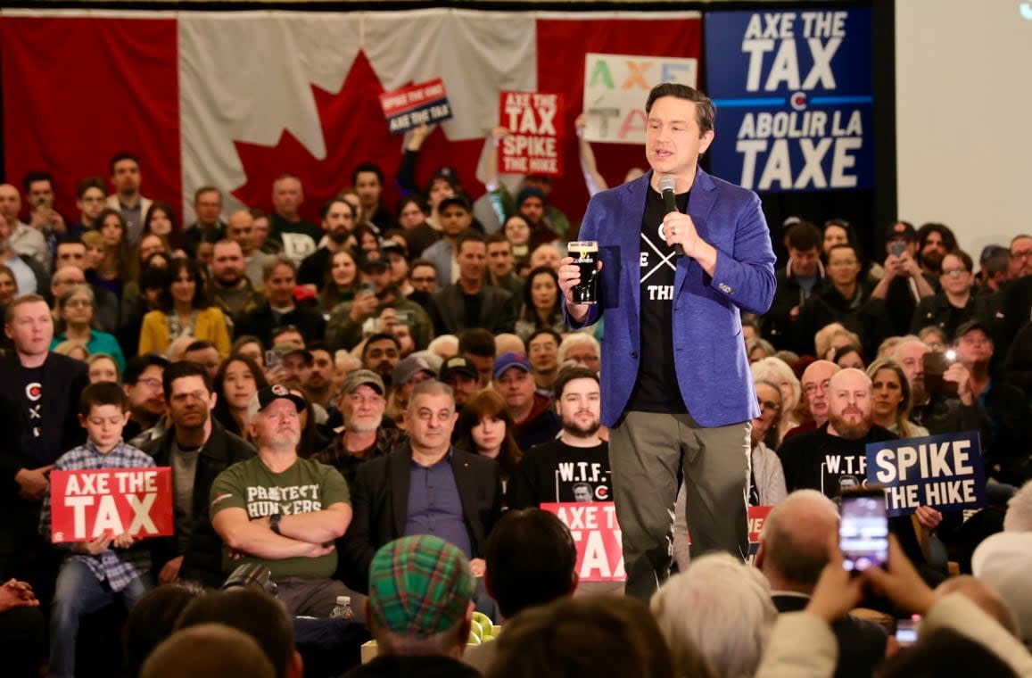 Conservative Leader Pierre Poilievre speaks to supporters at a rally in Halifax on Sunday. (Jeorge Sadi/CBC - image credit)