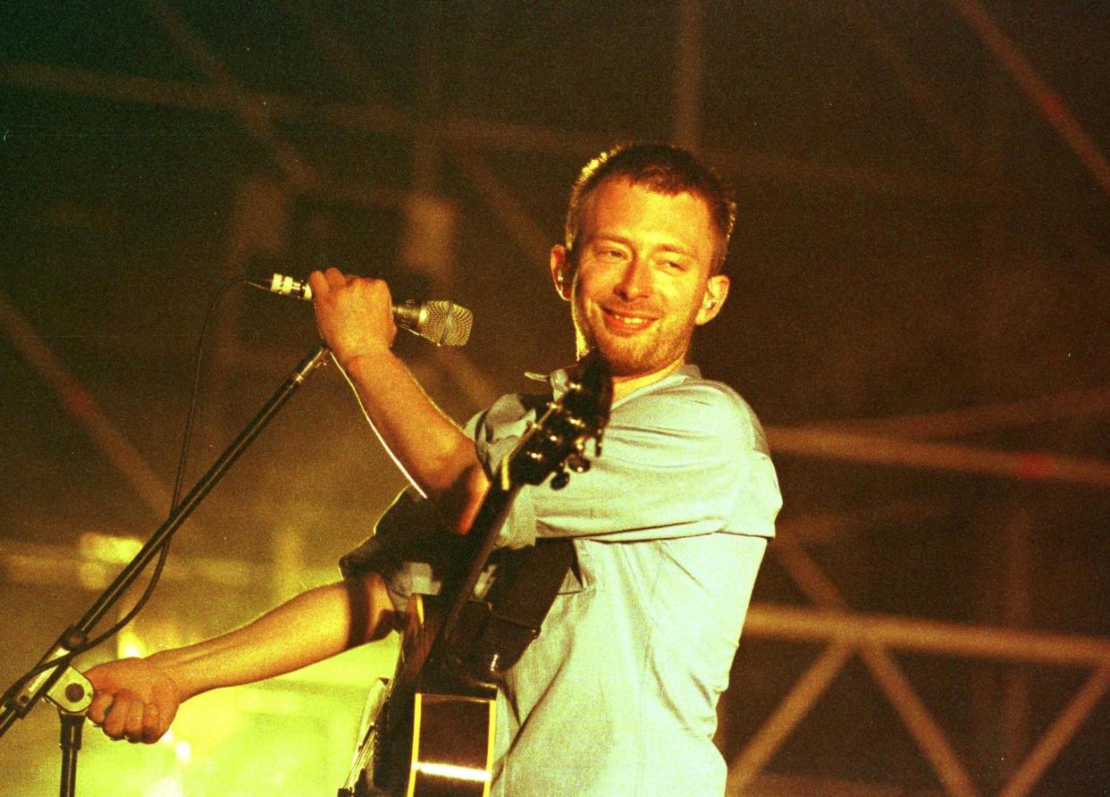 Thom Yorke during a live performance in 2000, the year 'Kid A' was released: Rex