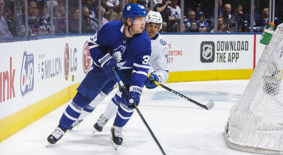 Rasmus Sandin, the first-round pick of the Toronto Maple Leafs in the 2018 draft, is heading to the Czech Republic. (Photo by Mark Blinch/NHLI via Getty Images)