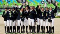 Australia have won a bronze medal in the eventing team competition, with France winning gold.