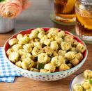 <p>Okra is a Southern staple that makes a great snack on Thanksgiving Day. It'll hold you over until the big feast. </p><p><a href="https://www.thepioneerwoman.com/food-cooking/recipes/a35881049/southern-fried-okra-recipe/" rel="nofollow noopener" target="_blank" data-ylk="slk:Get the recipe.;elm:context_link;itc:0;sec:content-canvas" class="link "><strong>Get the recipe.</strong></a></p>