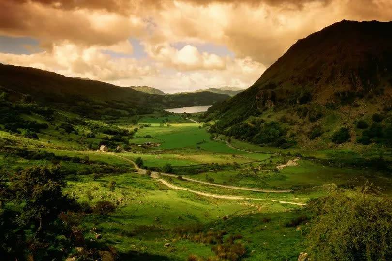 Llyn Gwynant, in the distance, is surrounded by the beauty of the Nant Gwynant valley