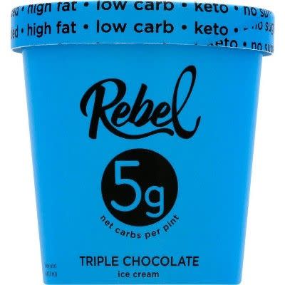 <p><strong>Rebel Ice Cream</strong></p><p>target.com</p><p><strong>$5.29</strong></p><p><a href="https://www.target.com/p/rebel-ice-cream-triple-chocolate-ice-cream-16oz/-/A-80145307" rel="nofollow noopener" target="_blank" data-ylk="slk:Shop Now;elm:context_link;itc:0;sec:content-canvas" class="link ">Shop Now</a></p><p>This low-carb, high-fat pint piles on the fudgy flavor with heaps of chocolate flakes. Chicory root fiber, monk fruit, egg yolks, and butter are some of the more natural ingredients, along with the sugar alcohol erythritol.</p><p><em>Per 2/3 cup: 190 cals, 18g fat; 19g total carbs; 0 total sugar, 0 added sugar; 11g sugar alcohol; 3g protein</em></p>