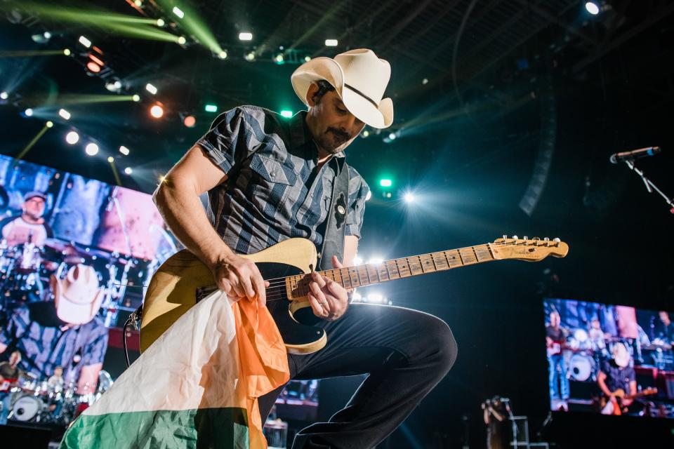 Brad Paisley plays for a soldout crowd in Dublin, Ireland's 3Arena in October of 2019.