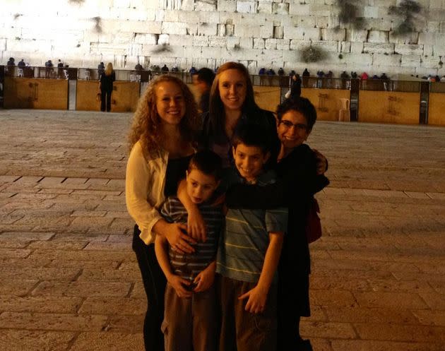 The author (far right) with her four children in Israel in 2012. 