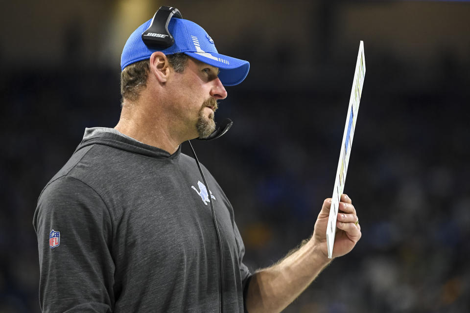 Lions head coach Dan Campbell and his staff will coach one squad at the 2022 Senior Bowl, going head to head with the coaches of the New York Jets, who will coach the other team. (Photo by Nic Antaya/Getty Images)