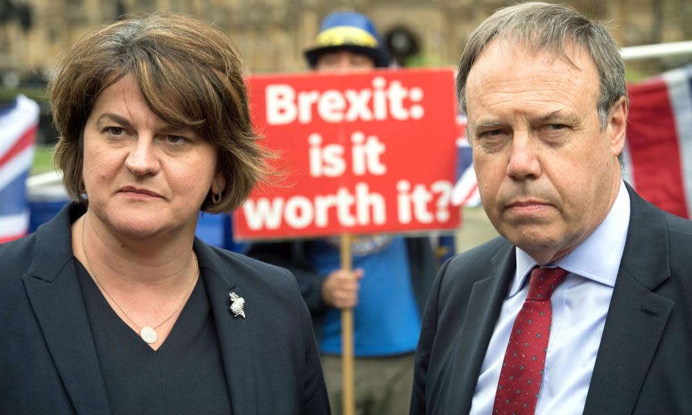 The DUP leader, Arlene Foster, and her deputy, Nigel Dodds.