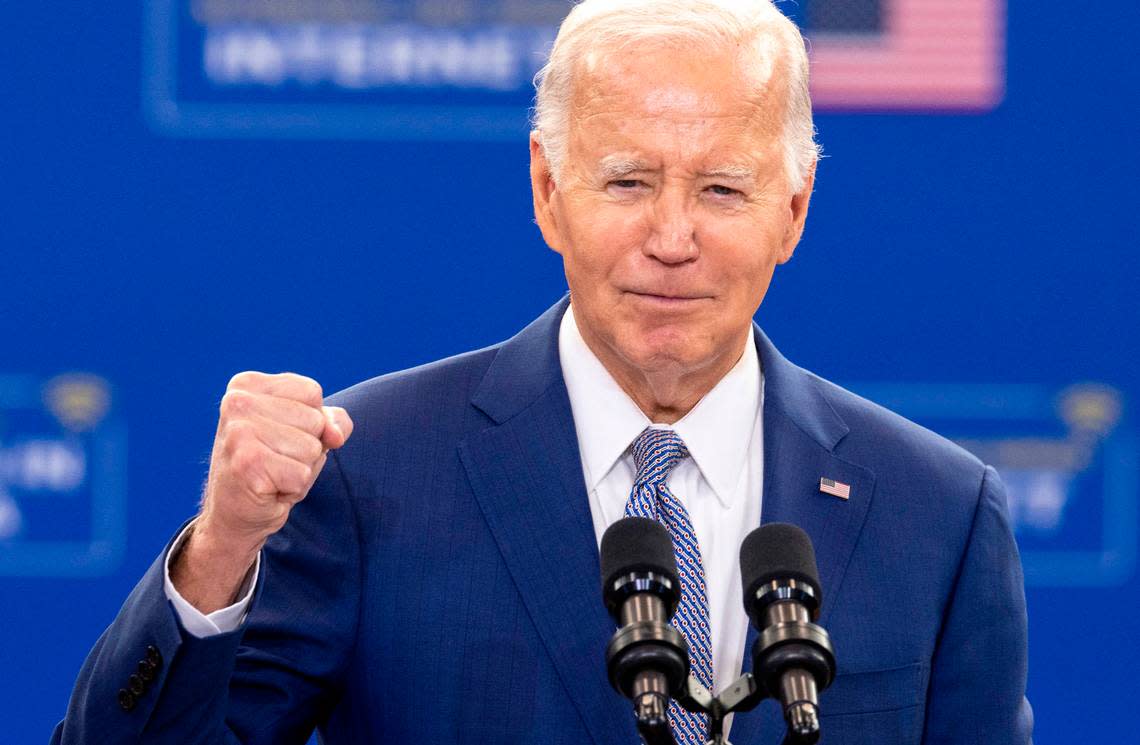 President Joe Biden speaks Thursday, Jan. 18, 2023 at the Abbotts Creek Community Center in Raleigh. Biden announced plans to invest $82 million from the American Rescue Plan for affordable high speed internet for 20,000 North Carolinians.
