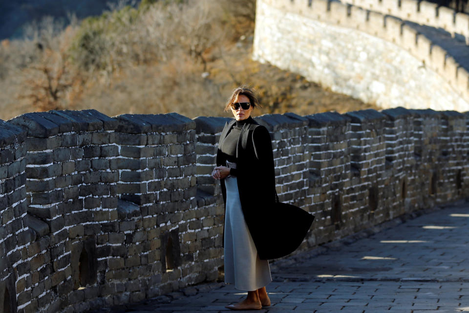 Melania Trump visits the Mutianyu section of the Great Wall of China.&nbsp;