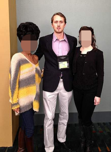 Douglass Mackey with two unidentified women at an event from his now-deactivated Couchsurfing account.