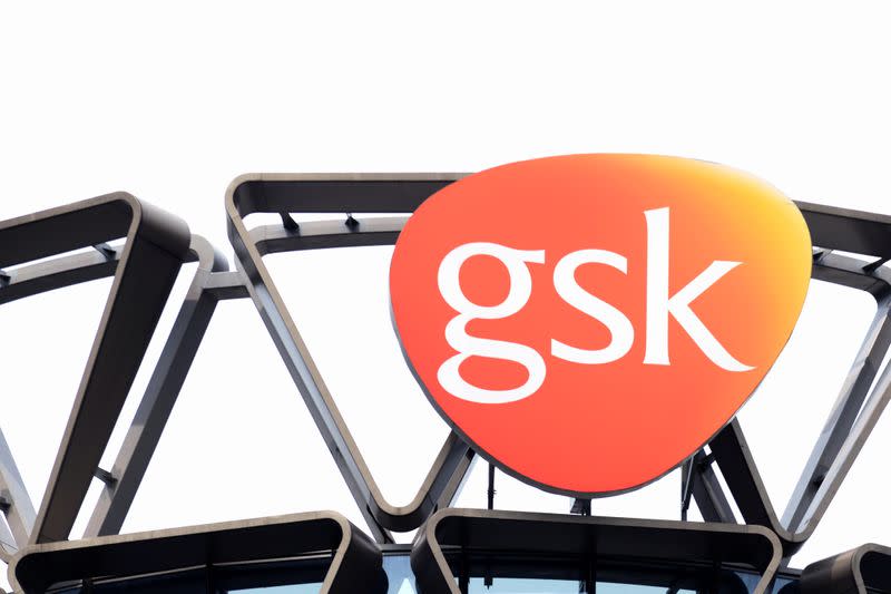 The GSK logo is seen on top of GSK Asia House in Singapore