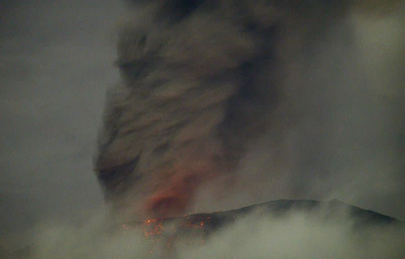 Mount Marapi volcano eruption as seen from Agam, West Sumatra