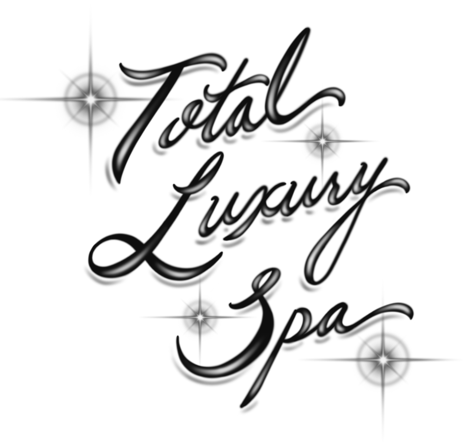 script that reads "Total Luxury Spa" surrounded by flare graphics