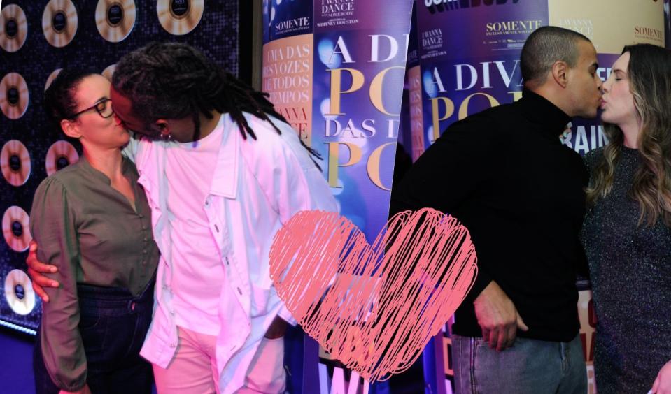 Manoel Soares e Thiago Oliveira beijaram suas mulheres na pré-estreia do filme 'I Wanna Dance With Somebody - A História de Whitney Houston' em 10 de janeiro de 2023 - AGNews, Eduardo Martins