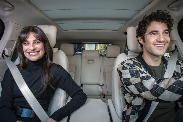 <p>Apple TV+</p> ea Michele and Darren Criss in "Carpool Karaoke: The Series"