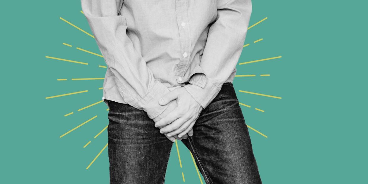 man with hands holding his crotch male fertility is declining