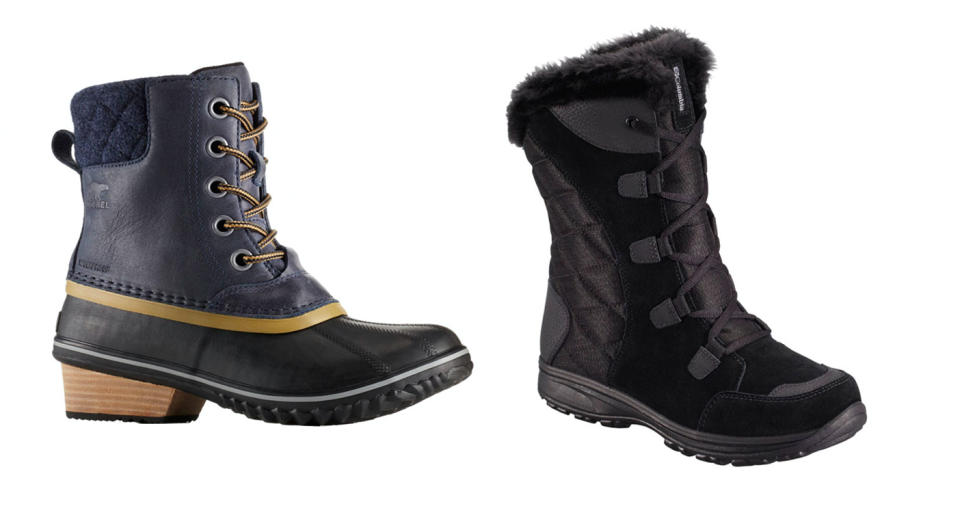 Serious winter boots from Sorel, left, and Columbia. (Photos: Sorel; Columbia)