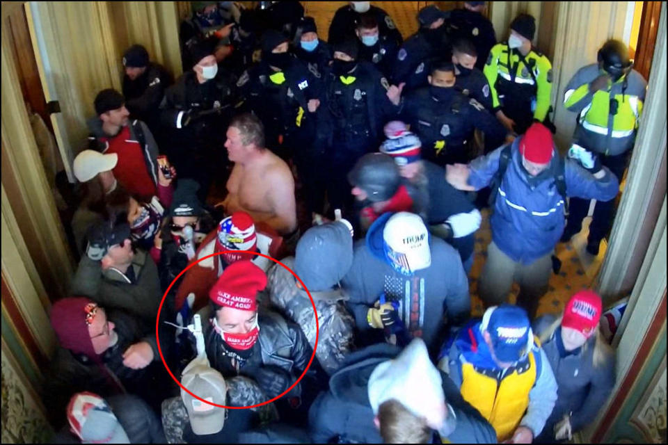 Kevin Downey Jr., circled in red, at the Capitol on Jan. 6, 2021. (U.S. Capitol Police)